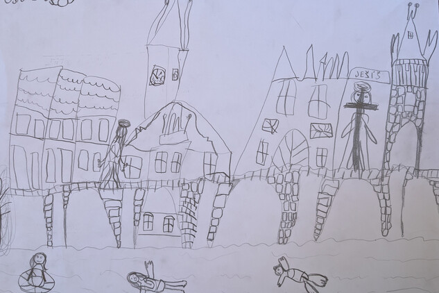 ZUŠ Terezie Brzkové - ateliér internáty |Plavci na Vltavě (Koupeme se ve Vltavě)